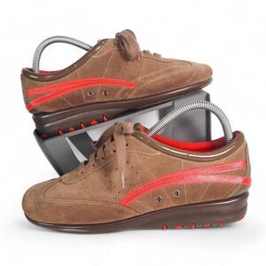 Aerosoles Air Cushion Comfort Casual Sneakers Brown Suede / Red Women's 9M